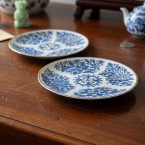 Ballard Designs Porcelain Ming Chinoiserie Salad / Dessert Plates Set of 2